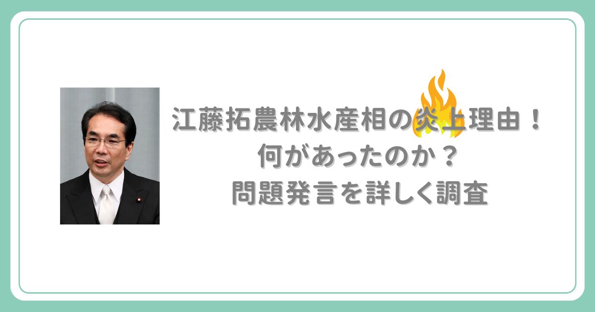 江藤拓農林水産相の炎上理由！何があったのか？